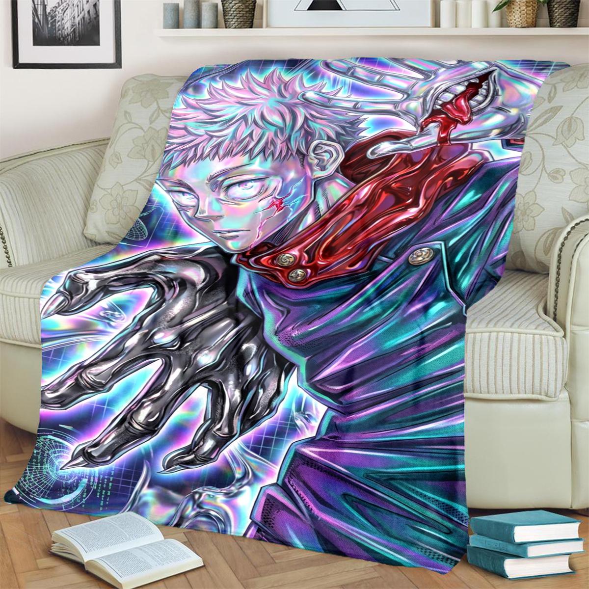

Jujutsu Kaisen Cartoon Flannel Blanket Warm Soft for Bedrooms, Sofas, Beds, Chairs, Picnics, Travel 75x90cm