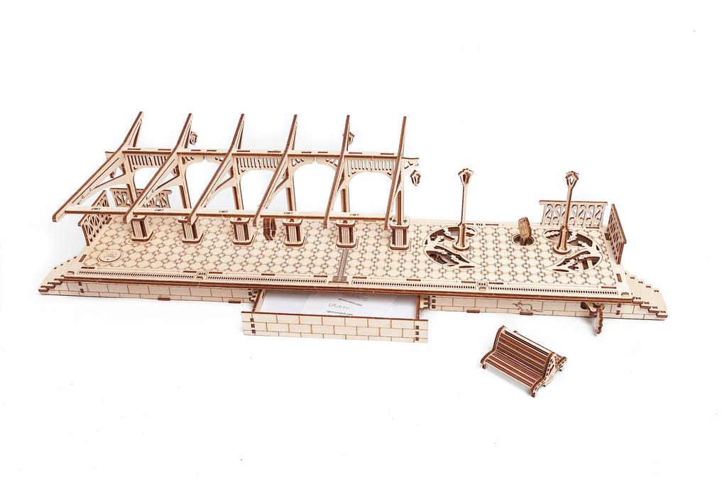 Ugears Railway Platform 70013 Wooden Toy 3D Solid Puzzle Platform;