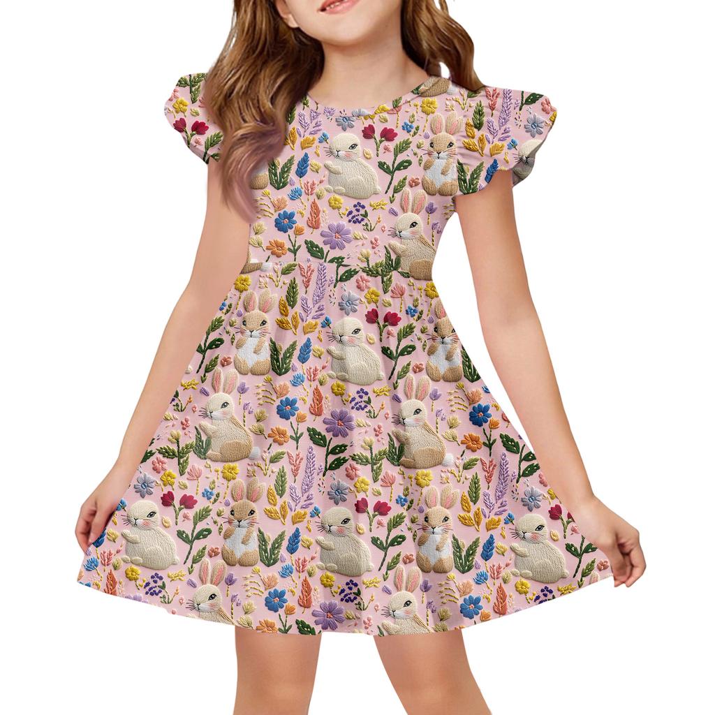 Girls' Summer Princess Dress - A-Line T-Shirt Dress Easter Day