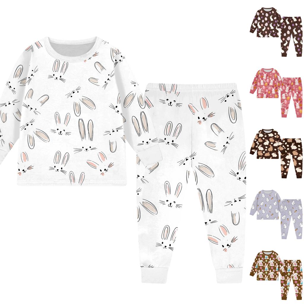 Children's Set - Printed Cartoon Two-Piece Outfit Set For Boys And Girls