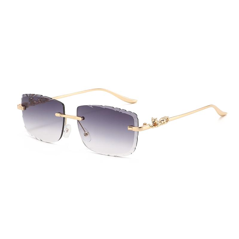 Frameless Square Metal High-end Glasses Fashion Trendy UV Resistant Outdoor Sunscreen Sunshade Sunglasses