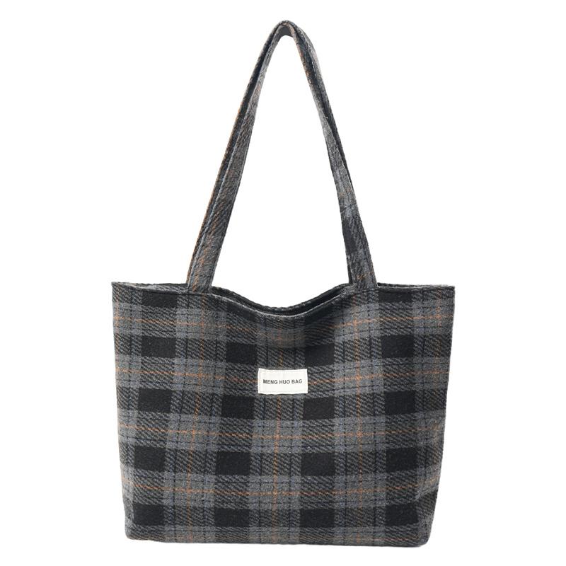 Große Kapazität Unordentlichkeitstasche Wollkaromuster Schulter Tragetasche