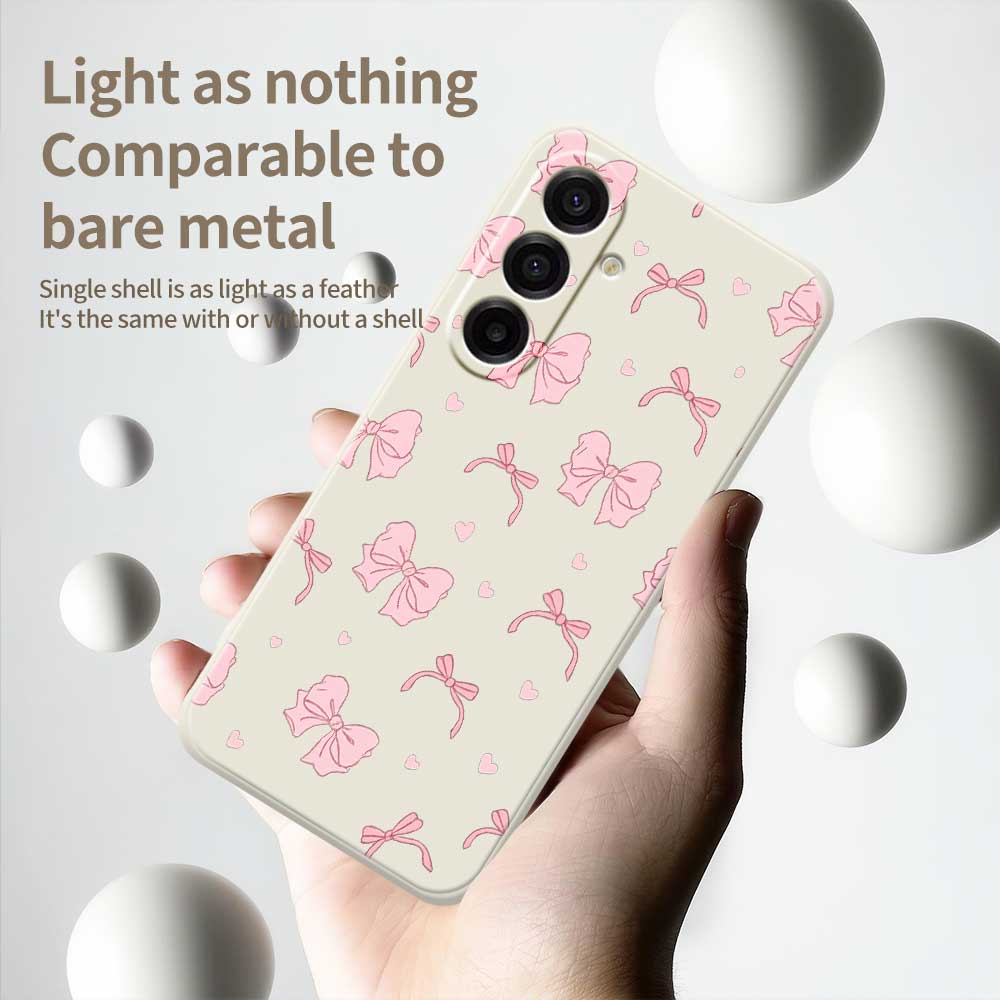 For Samsung Galaxy A17 5G Case Pink Bow Love Pattern Printing Straight Edge TPU Phone Back Cover