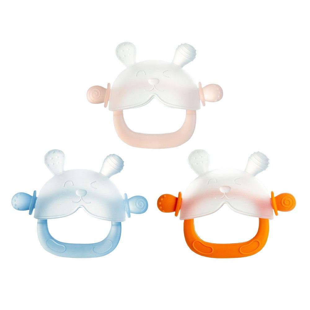 3pcs Food Grade Bunny Teething Toy Soft Silicone Teething Toys Easy Grip Teether Ring  Baby Chewing