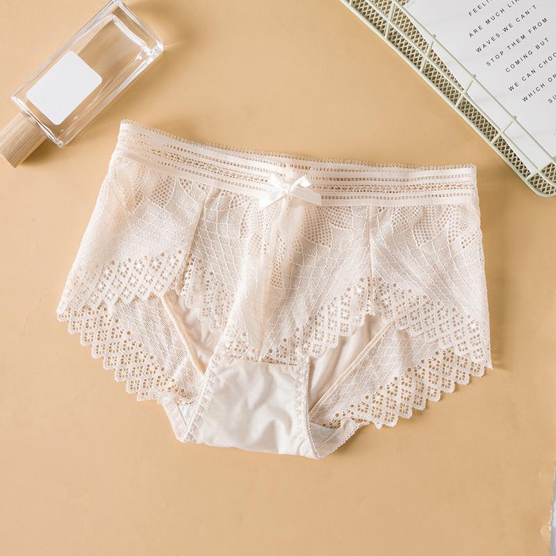 Japanese Sweet Sexy Comfortable Breathable Hollow Out Cotton Low Waist Lace Triangle Pants for Women