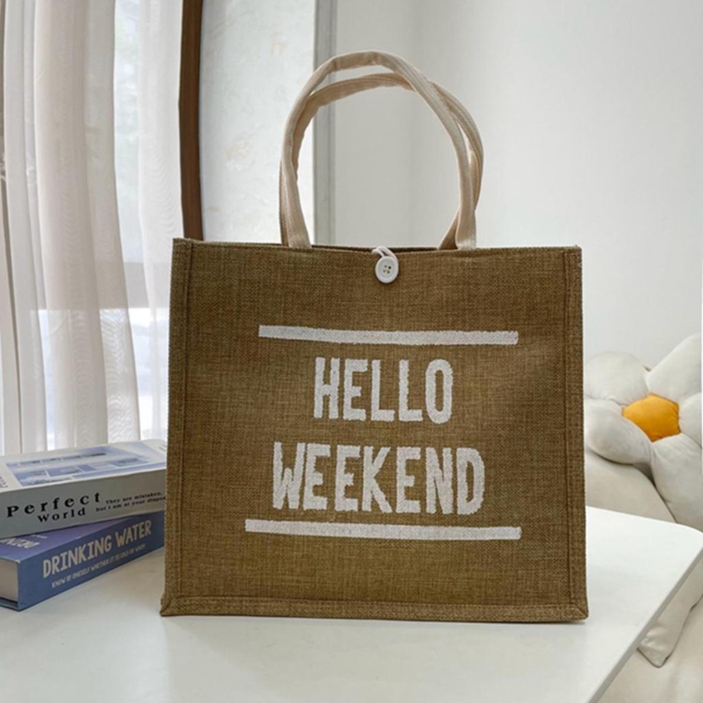 Damen Jute Tragetasche - Große Kapazität Leinen Lunch- & Einkaufstasche