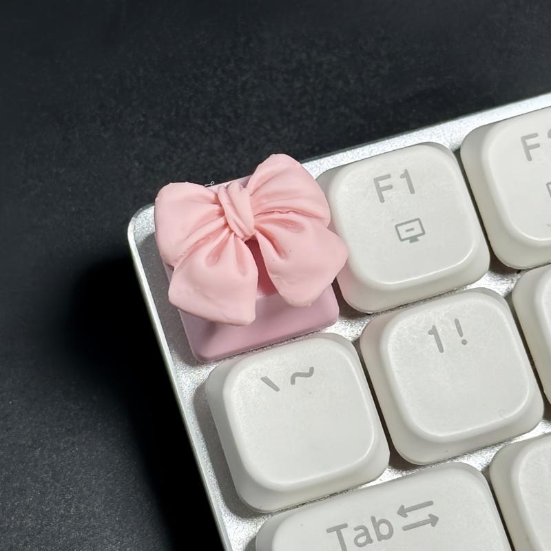 Cute Pink Bow Mechanical Keyboard Keycap - Custom Resin Keycap for Cherry MX Switches, Aesthetic Keyboard Decor