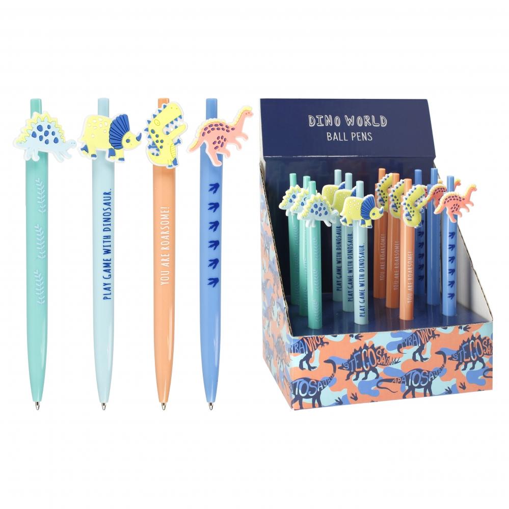 Dino World 502142 Automatic Ballpoint Pen, Various Colors
