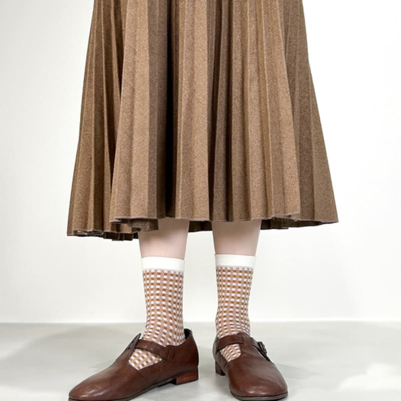 YELLOWSOCKS SMALL GINGHAM CHECK LOW BROWN