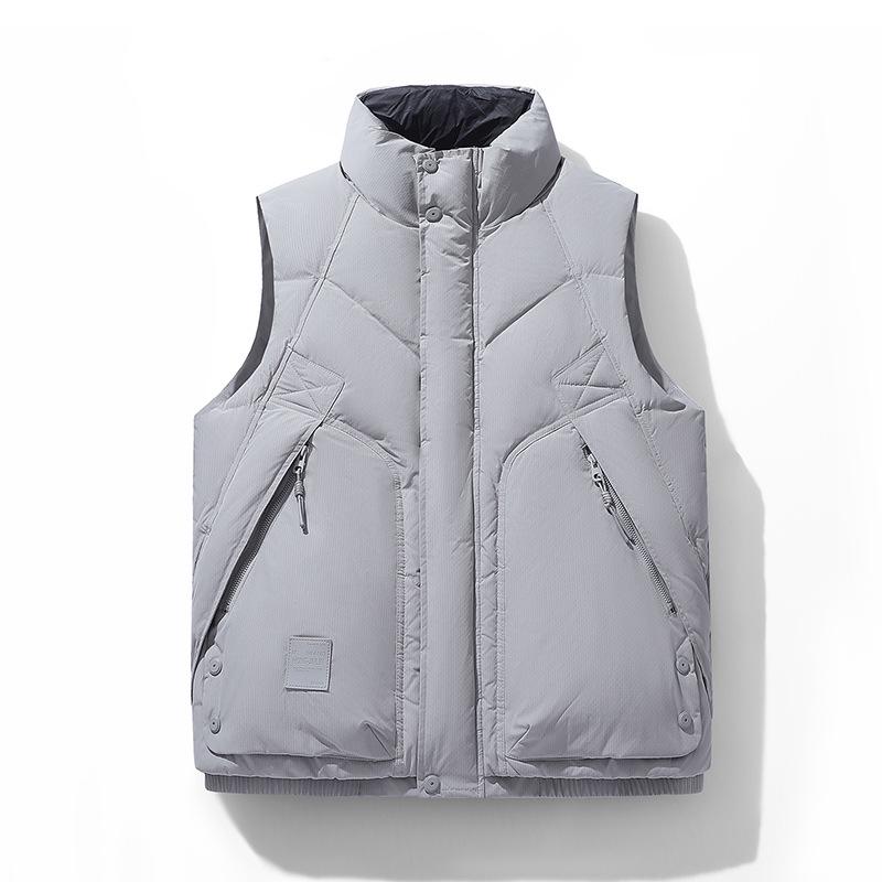 

New Men s Hooded Down Vest: Cool Hong Kong & Korean Style for Autumn/Winter 3XL світло-сірий колір