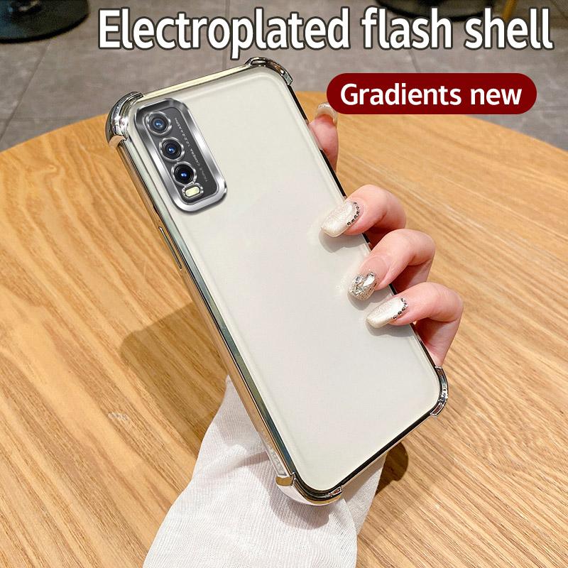 For Vivo Y20 Case Vivo Y30g Y11S Y12S Y20A Y20G Y20i Y20S Phone Case Shiny Glitter Plating Silicone Camera Lens Soft Back Cover