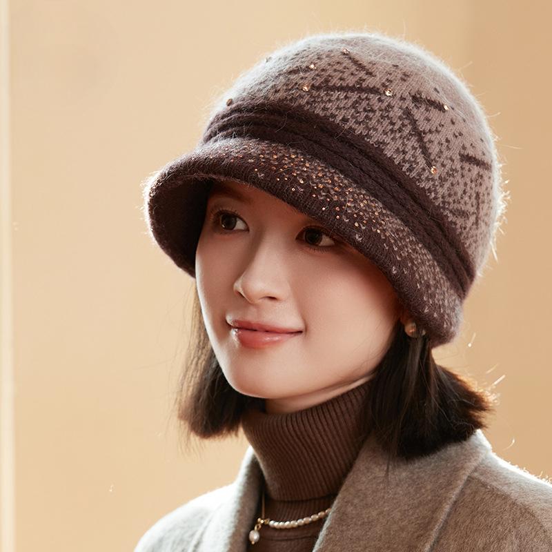 Women's Winter Warm Stylish Versatile Fashionable Beret Hat Anti-cold Ear Protection Wool Cap Middle-aged And Elderly Mom Hat