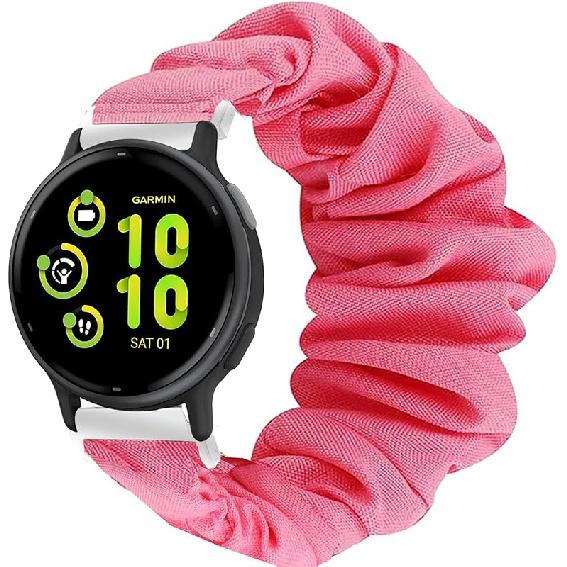 Compatible for Garmin Forerunner 165 Band, Lamshaw 20mm Fabric Elastic Scrunchie Elastic Women Replacement Straps Compatible with Garmin Vivoactive