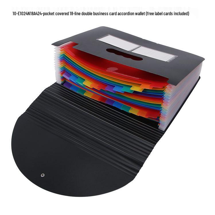 Student A4 Rainbow Test Paper Accordion Folder with Round Cover, 12/24 Grids Portable