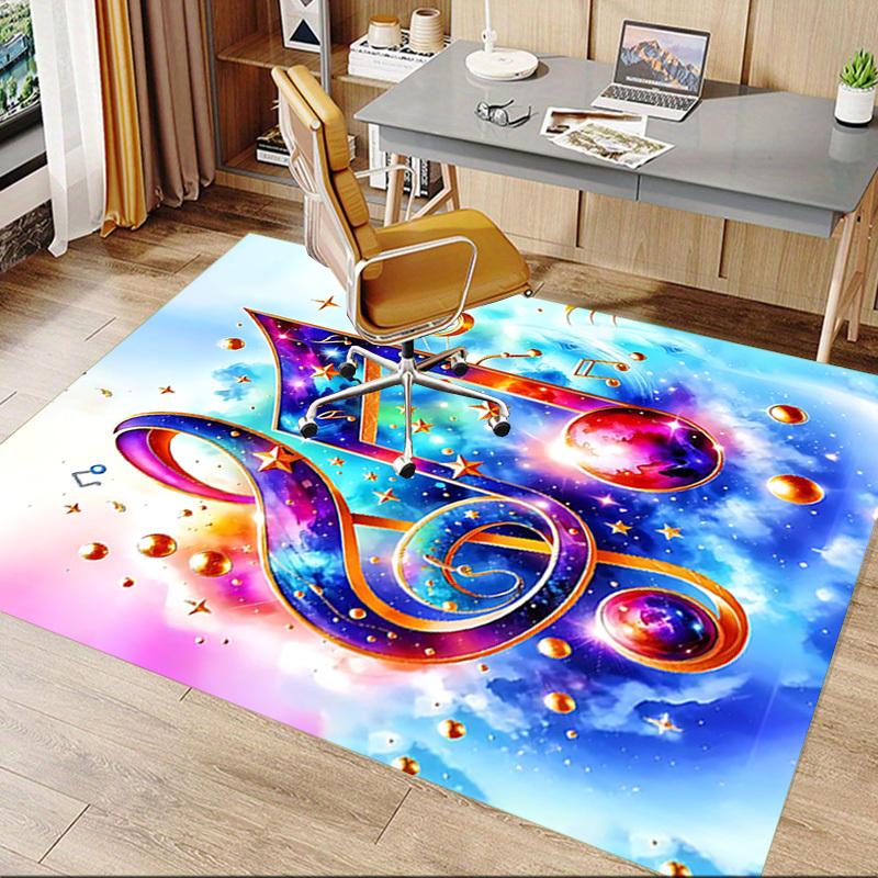 1PC Music Note Cosmic Extra Large Non Slip Floor Carpet, Office, Family, Bedroom Large Area Rug Indoor Rugs, Vibrant Colors