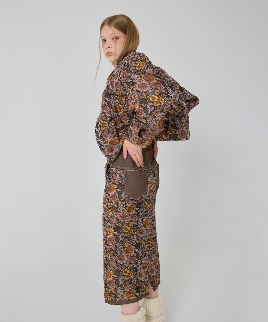 Yusentig Jacquard Long Skirt Brown Oe3As60093