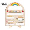 Wooden Message Board for Classroom First Day of School Board, Reusable Erasable Chalkboard Design, Desktop Plate Kids Stable Base Photo Prop