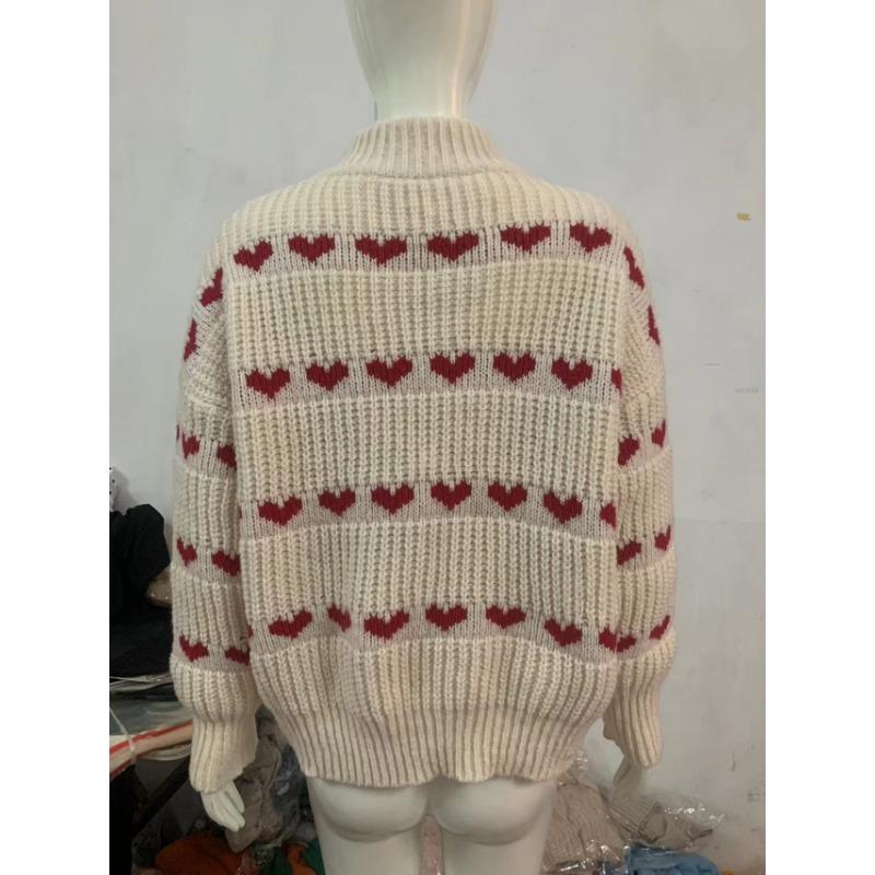 Damen lockerer Pullover mit Love-Jacquard