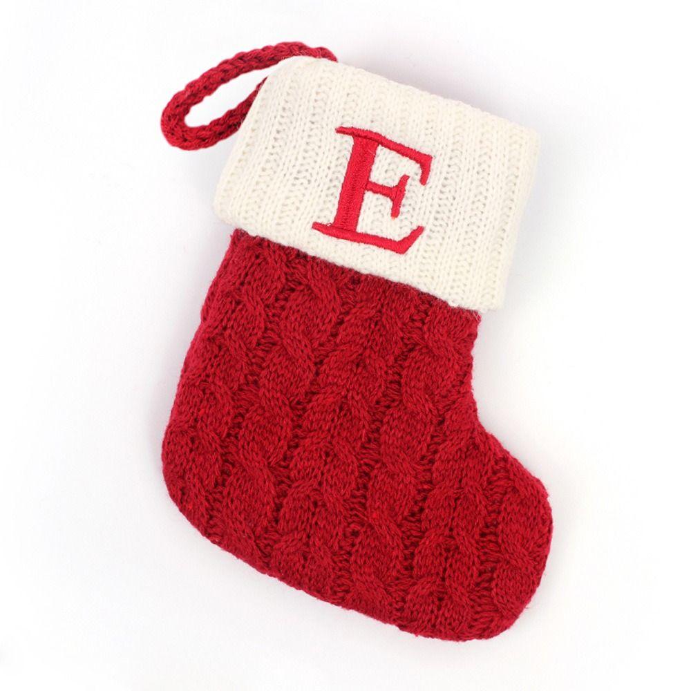 With Red Letter Knitting Stockings Yarn Hanging Ornament Christmas Socks  Xmas