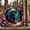 1pc Black Panther Crystal Throw Blanket Polyester Fiber, Lightweight Flannel, Soft & Warm, All Season Use for Outdoor, Camping Digital Print