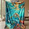 Oceanic Sea Turtles Theme blanket Lightweight Warm Flannel Blanket Decorative Throw Blanket for Home Decoration
