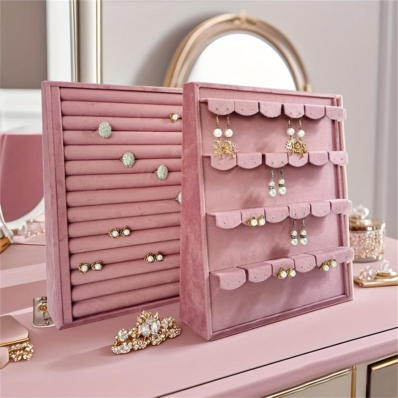PGY Pink Velvet Jewelry Display Props Stand Elegant Ring & Earring Organizer Soft Fabric Lining Jewelry Bracelet Display Rack