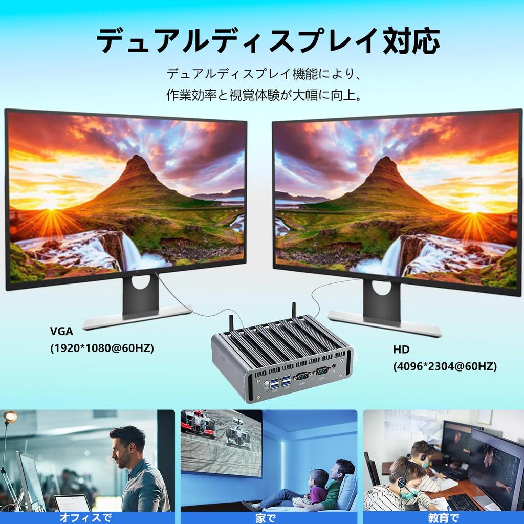 Sharevdi Mini PC Intel Celeron J6412 8GB DDR4 128GB SSD Industrial Micro PC Dual Display Support SIM Slot Desktop Computer for 1 M.2 SATA,