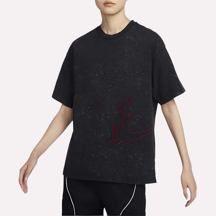 Nike Chinese New Year Animal Print Embroidered Loose Round Neck Short Sleeve T-Shirt Unisex Tops Black FZ7625-010