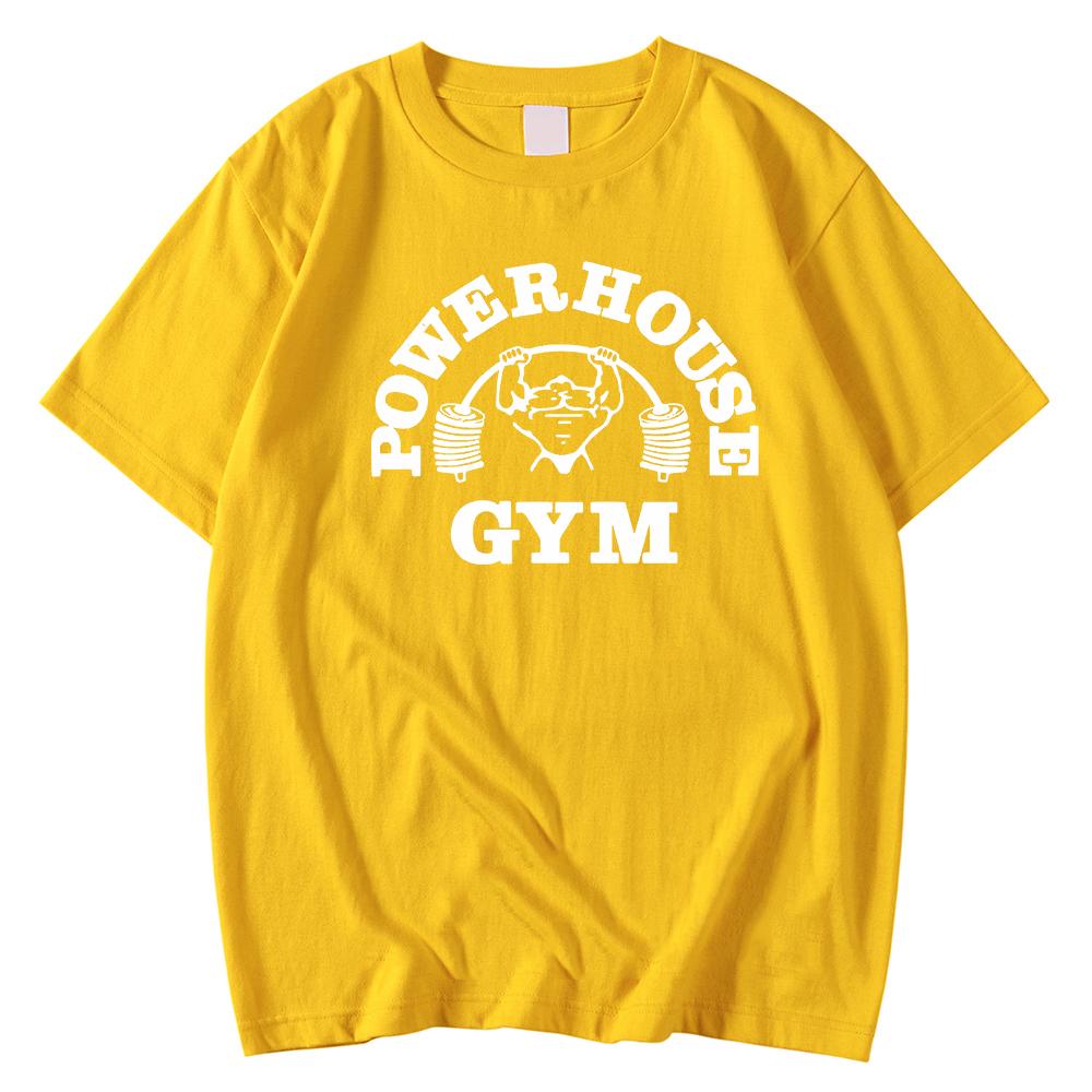 Powerhouse Gym Print Cotton T-shirt Men Women Sportswear Oversized Tshirt Short Sleeve Tee Summer Fitness T Shirts Clothes Tops