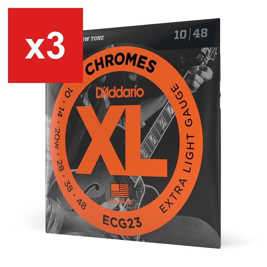 Electric Guitar Strings D'Addario XL Chromes Flatwound, Extra Light (.010-.048) ECG23