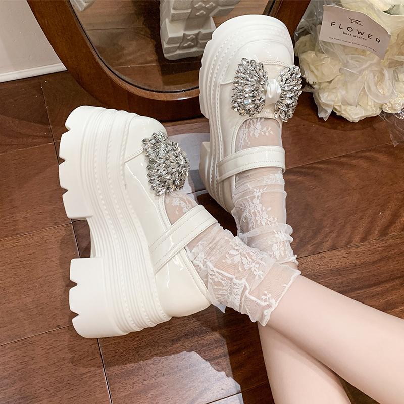 Fashion 10CM Bling Butterfly-knot Slippers Slip on Platform Wedge Sandals 2025 Women Summer Breathable High Heels Chunky Sneakers Woman