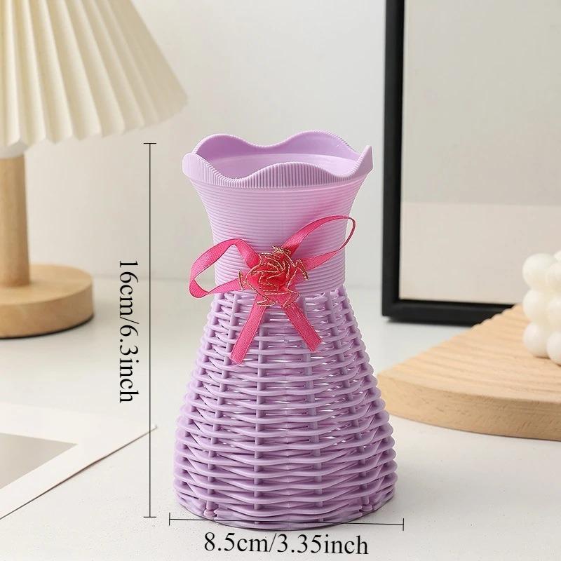 Moderne Plastik-Blumenvase Wasserwellen-Blumentopf 1/2 Stück Körbe Ästhetische Raumdekoration Wohnzimmerdekorationen Ornamente Jarron