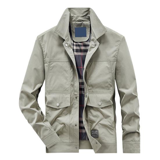 Men Cargo Coat Lapel Long Sleeve Solid Color Jacket Coat with Pocket Decorations 2XL хаки