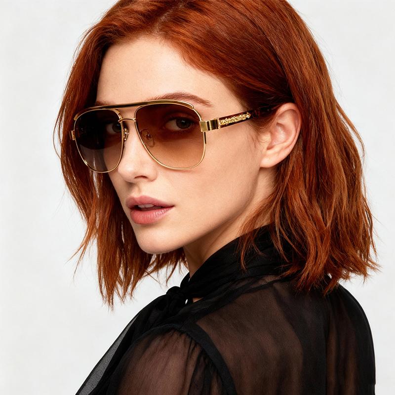 Luxurious And Versatile Personalized Sunglasses For Men And Women Fashionable Pilot Metal Sunglasses Coutdoor Casual Sunglasses