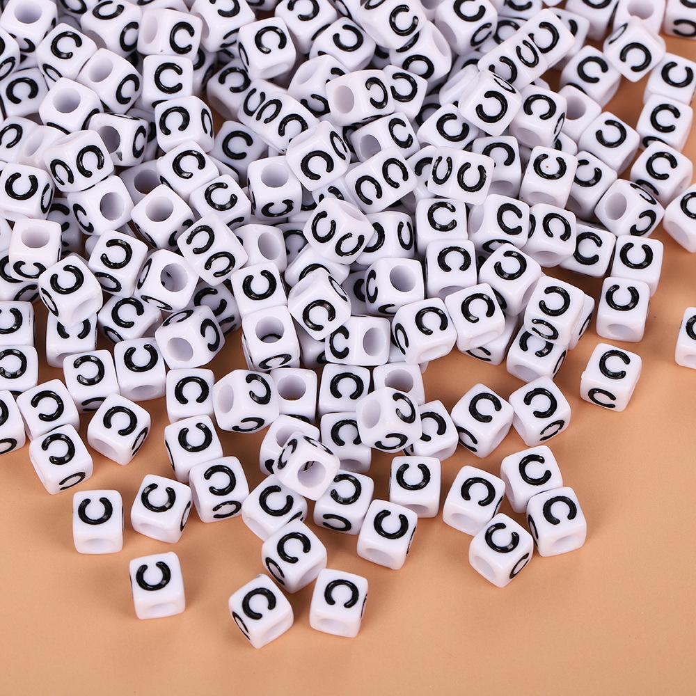 Square Acrylic A-Z English Letter Beads (6mm/7mm/8mm/10mm) for Jewelry Making