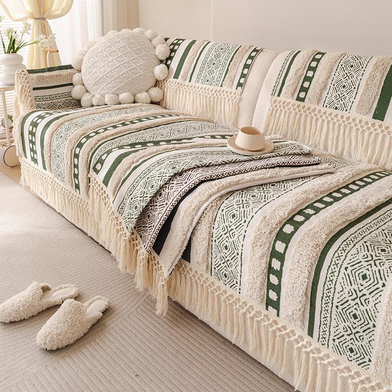 

Хлопковая и льняная подушка для дивана, Универсальная нескользящая подушка для сиденья для четырех сезонов, Богемный стиль B&B, Утолщенная льняная накидка на диван, Ткань для накидки 70*70cm