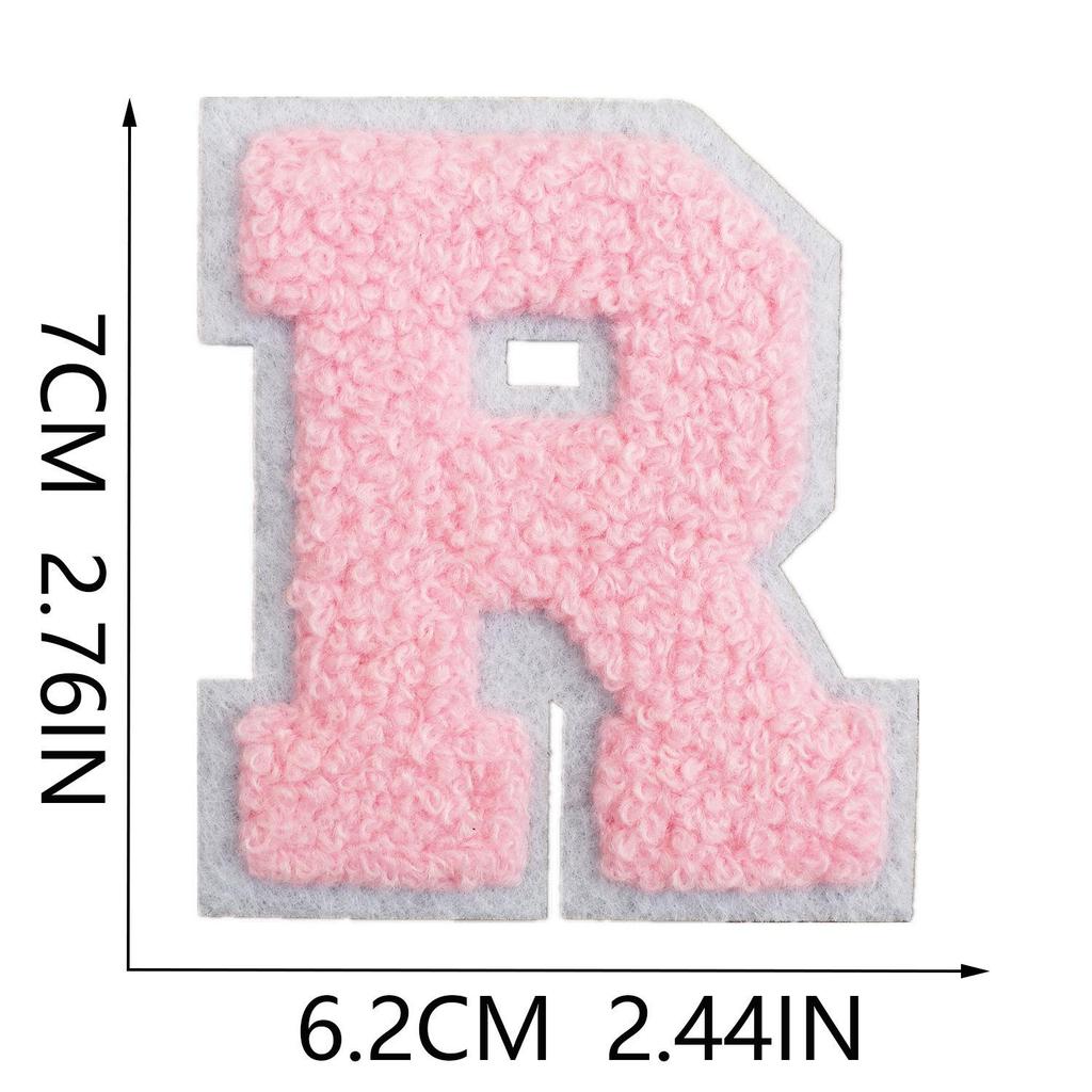 Roaring Sky A-Z Pink Chenille Embroidery Patch: 7cm Iron-on Sticker for Bags