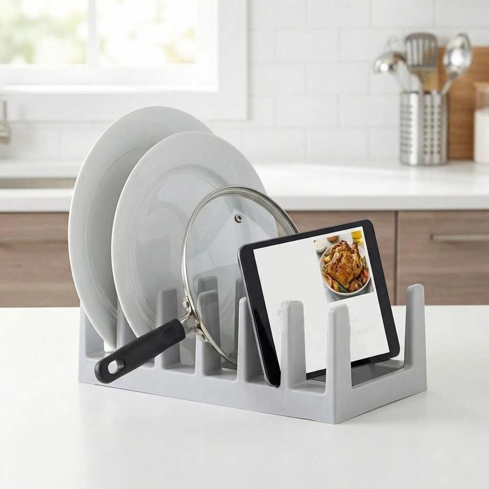 Draining Pot Lid Holder 6-Tier Spoon Holder Multi-Purpose Cutting Board Rack  Cabinet Storage