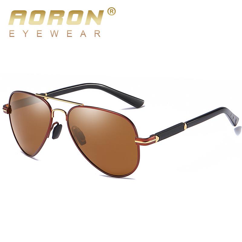 aoron Mote polariserte solbriller menn Klassiske antirefleks solbriller metallinnfatning UV400 brillegaver