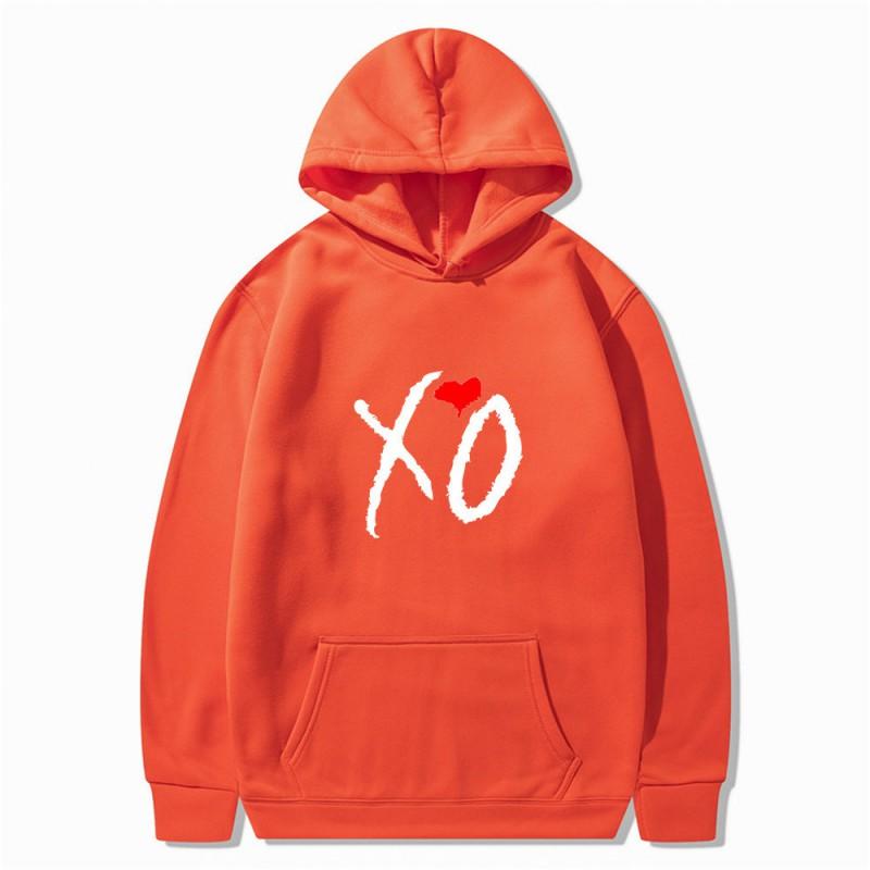 Mens Oversized Hooded Sweatshirt With XO Letter Print Loose Fit Streetwear Casual Top
