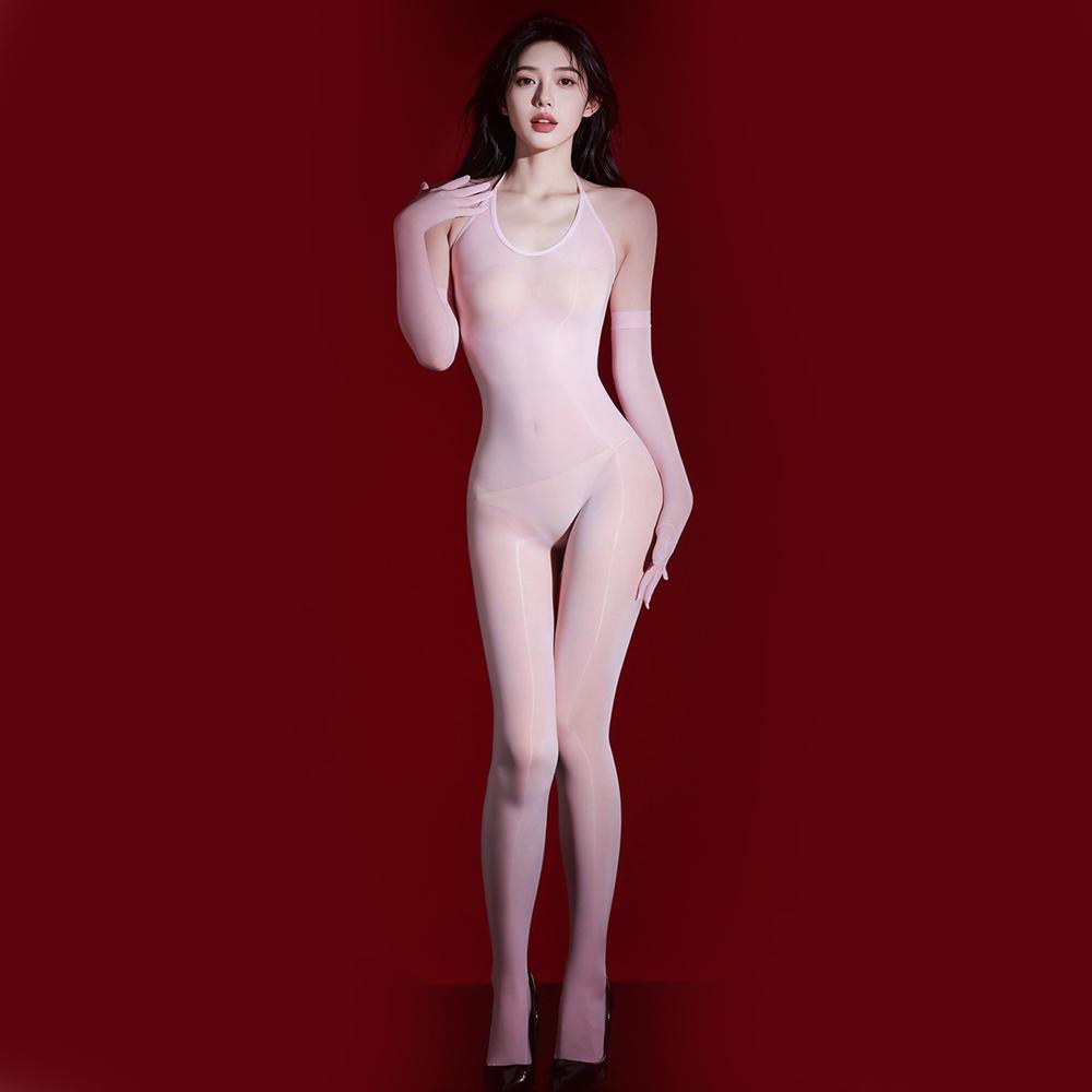 Women 5D Thin 912 Pin Oil Shiny Smooth Bodysuit Sheer See Through Elastic Tights Yoga Shaping Unisex Playsuit Maid Leotard