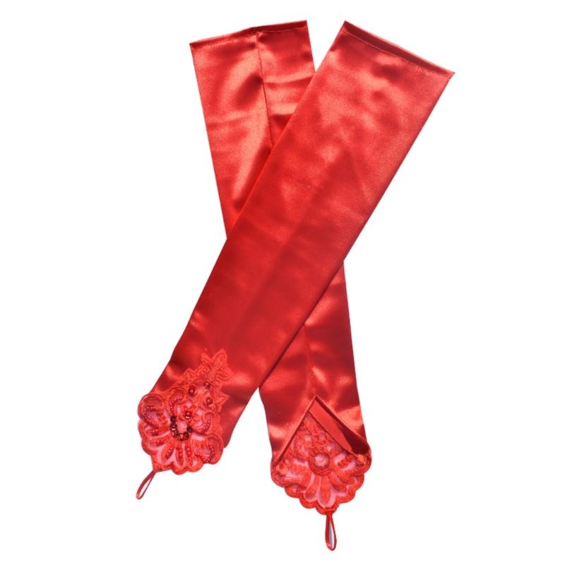 

Vintage 1920s Styles Satined Long Gloves Great for Evening Gowns and Special Occasion Flapper Costume Accessories червоний