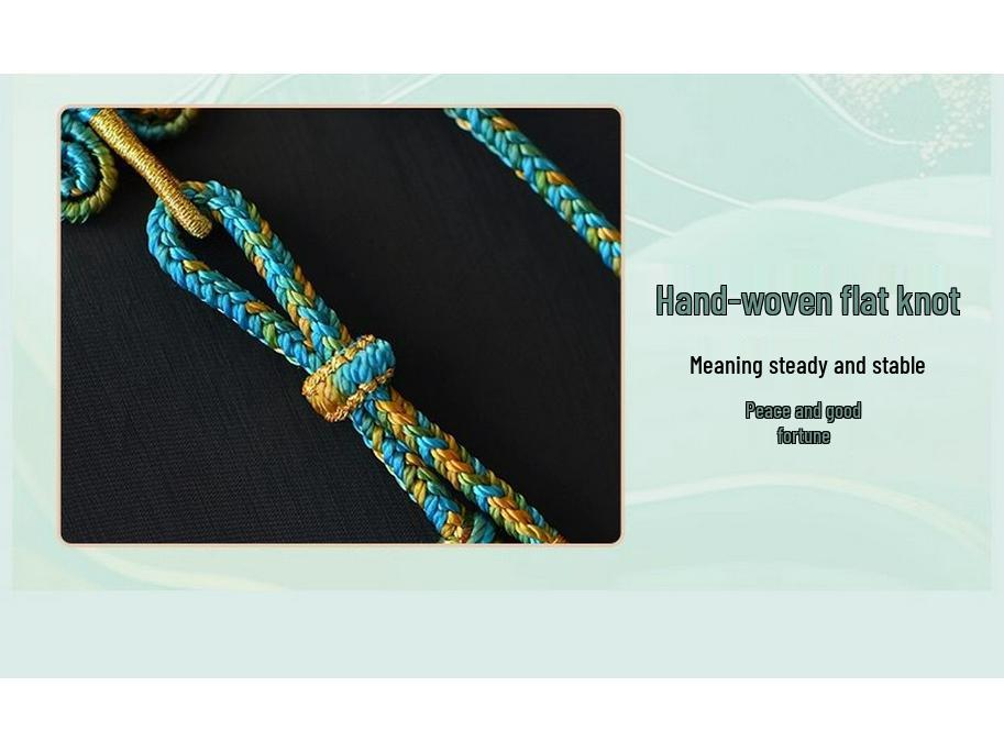 Tibetan Hand-Woven Cotton Lanyard Necklace with Amber Buddhist Amulet and Ethnic Style Thangka.