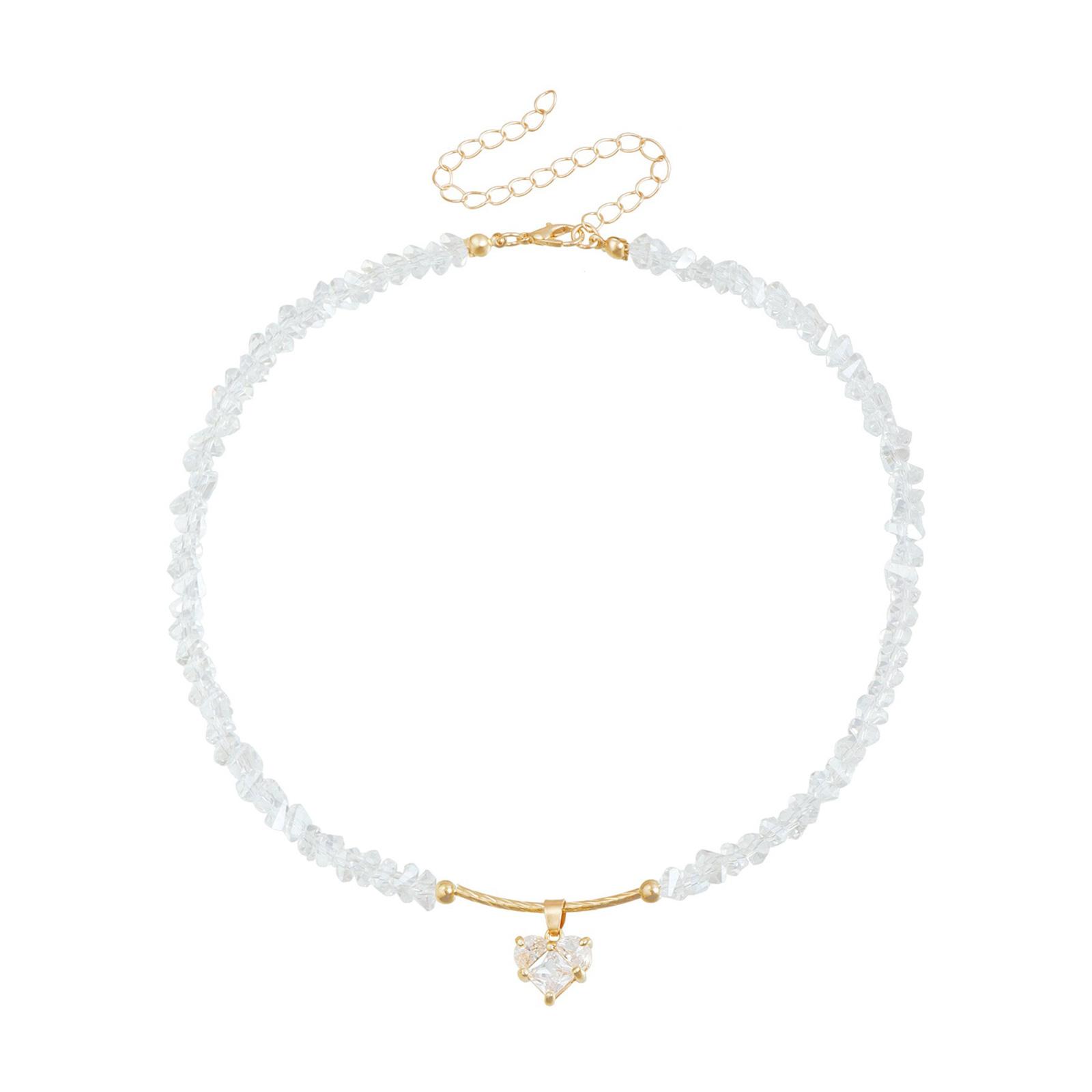 

Ожерелье с подвеской в виде кристалла любви из стекла ручной работы, элегантный дизайн, цепочка для ключиц для повседневной носки и особых случаев