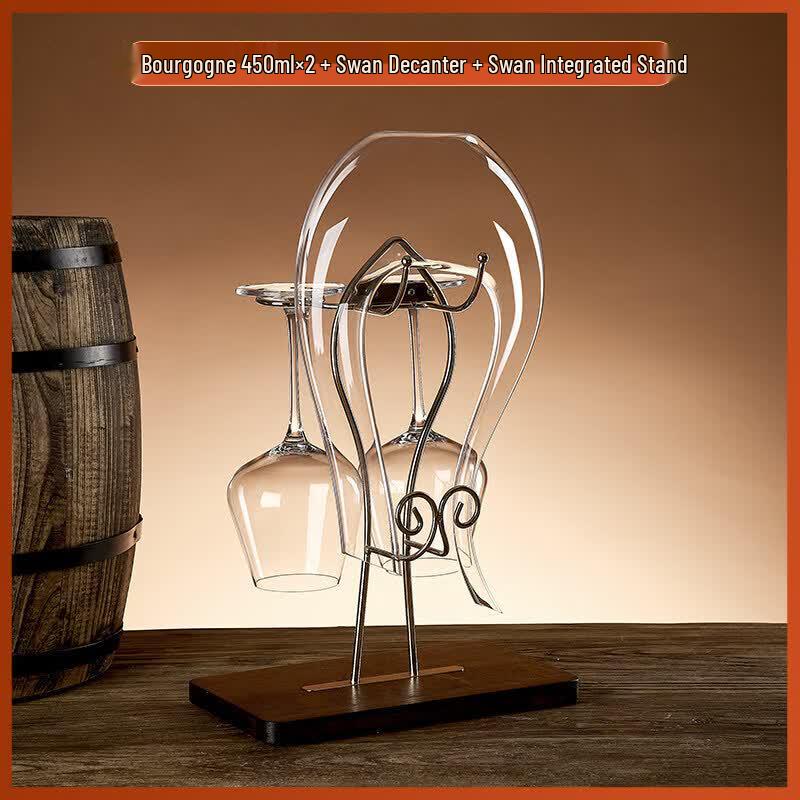 Luxury Burgundy Crystal Wine Glass Set with Decanter