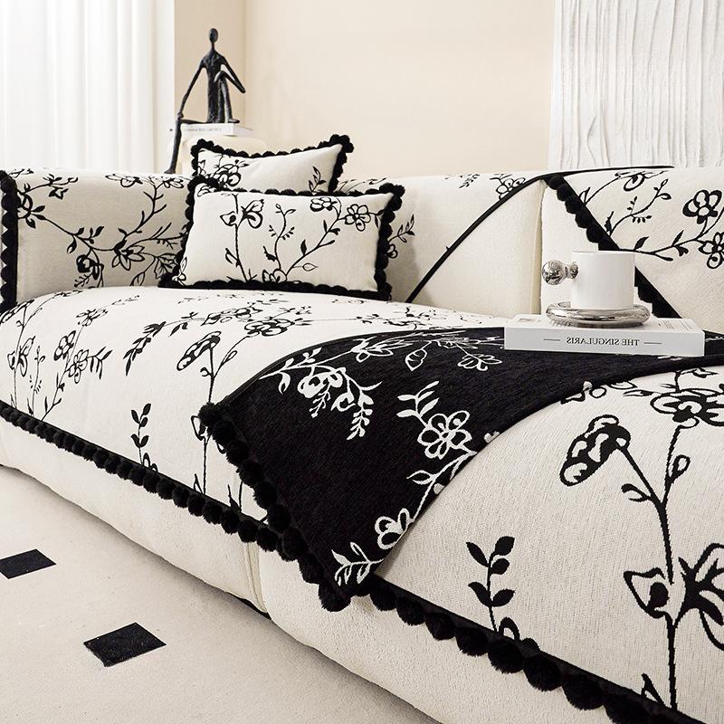 Chenille poduszka na sofę cztery pory roku uniwersalny antypoślizgowy skórzany narzuta na sofę minimalistyczny styl Retro poszewki na poduszki ręcznik materiałowy