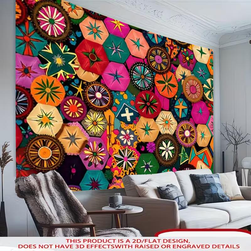 

2D Colorful Geometric Tapestry for Bohemian Bedroom, Living Room & Dorm Decor 47.2x31.5inch/120*80cm