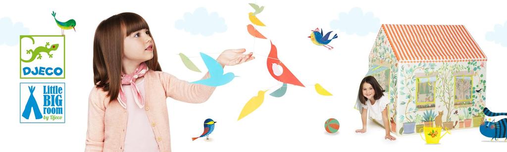 DJECO Multicolor Bed Nordic Baby Stylish Educational Toy with Bird Ages Boys and Baby School Entrance Sports Long Autumn Nights Mobile, Design, Bed,