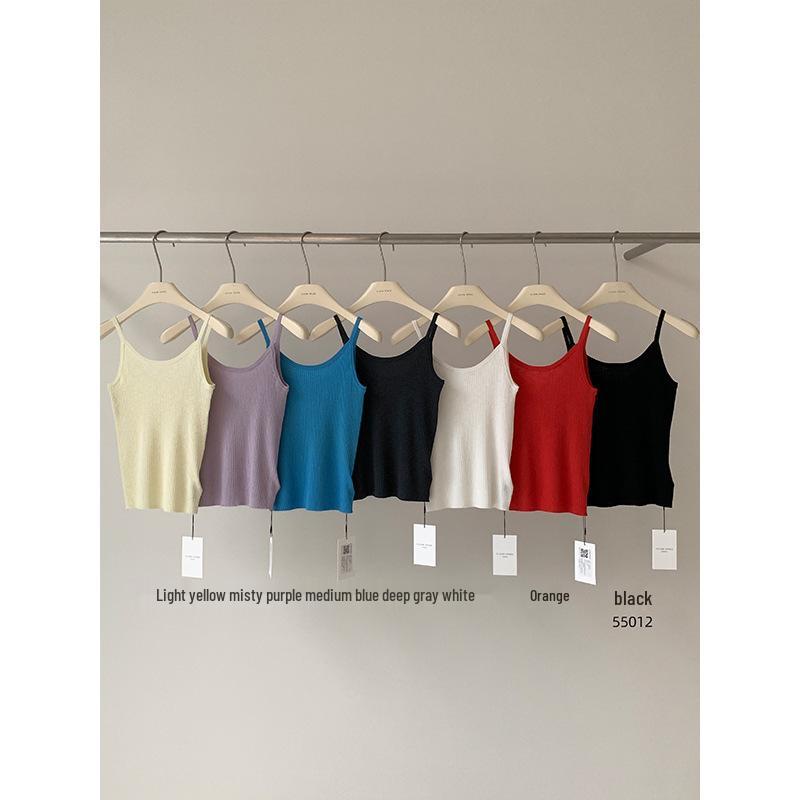 Clean Space Women's Skin-Friendly Knit Vest - 2025 Thirteen Lines Korean Style Versatile Camisole
