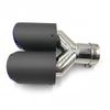 1Piece AK Dual Exhaust Tip Glossy Carbon Fiber Black Pipe Double Exhaust Tail End Pipe Exhaust Muffler Tip for Universal